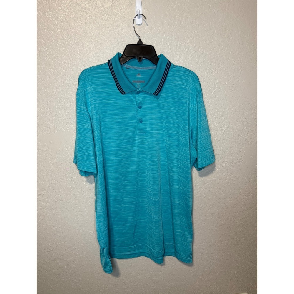 Adidas Golf Polo Shirt Mens Large L Turquoise Athletic Short Sleeve